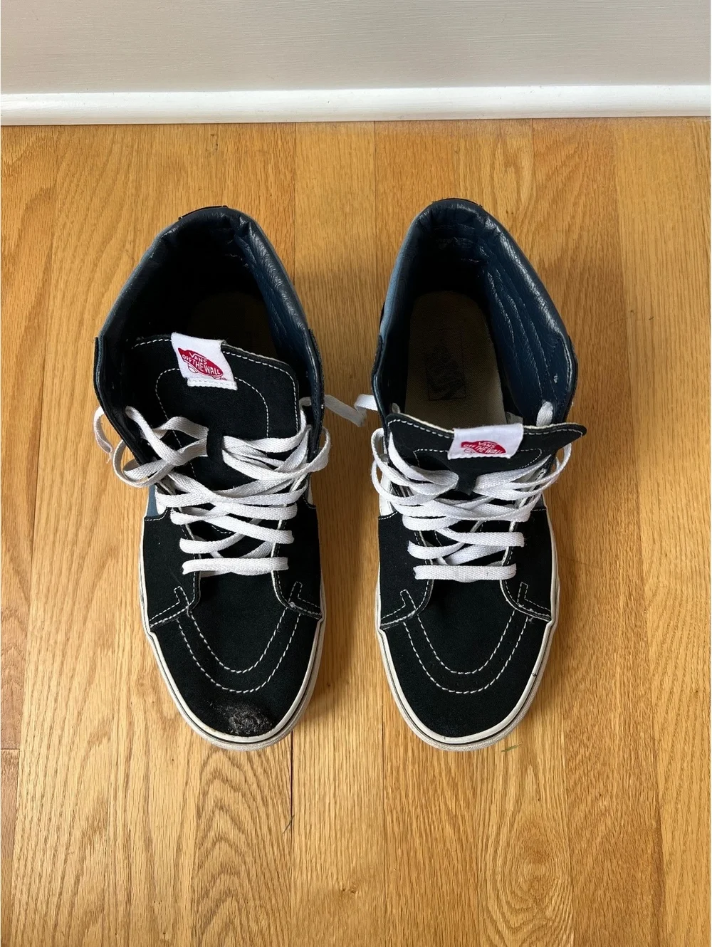 Vans Sk8-Hi Black Navy Blue High Top Skate Shoes Men’s Size 11 Damaged Toe